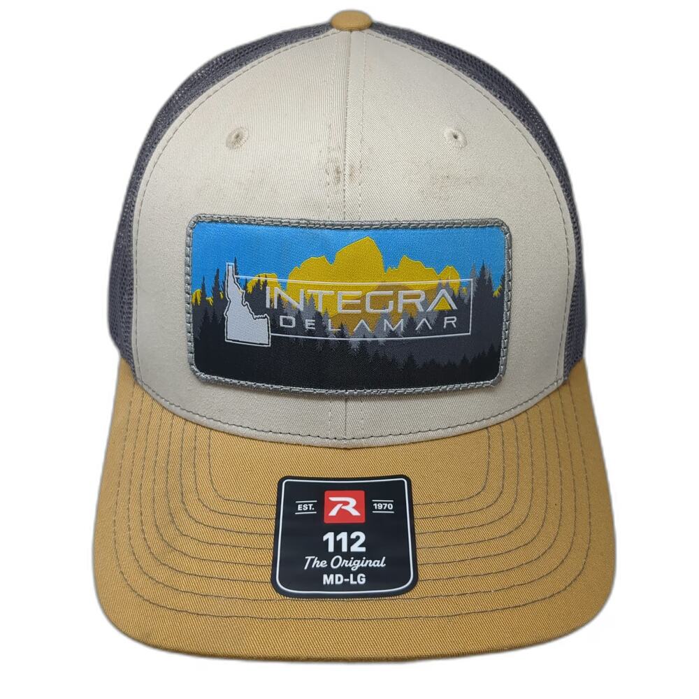 Richardson Trucker Hat Beige L 112 Snapback Mesh Integra Delamar Idaho Patch